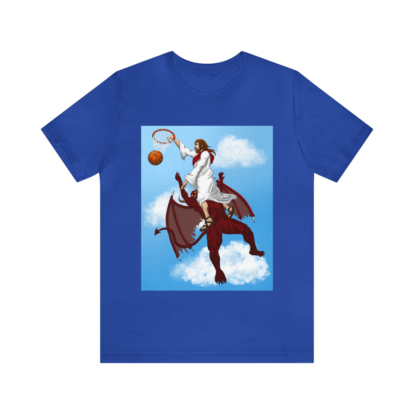 Jesus Dunks on Devil Tee (with Background)