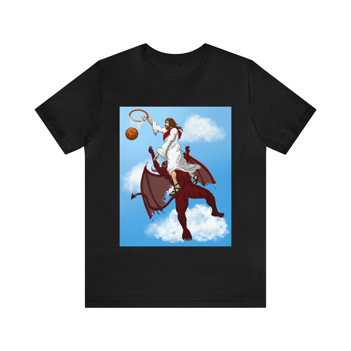 Jesus Dunks on Devil Tee (with Background)